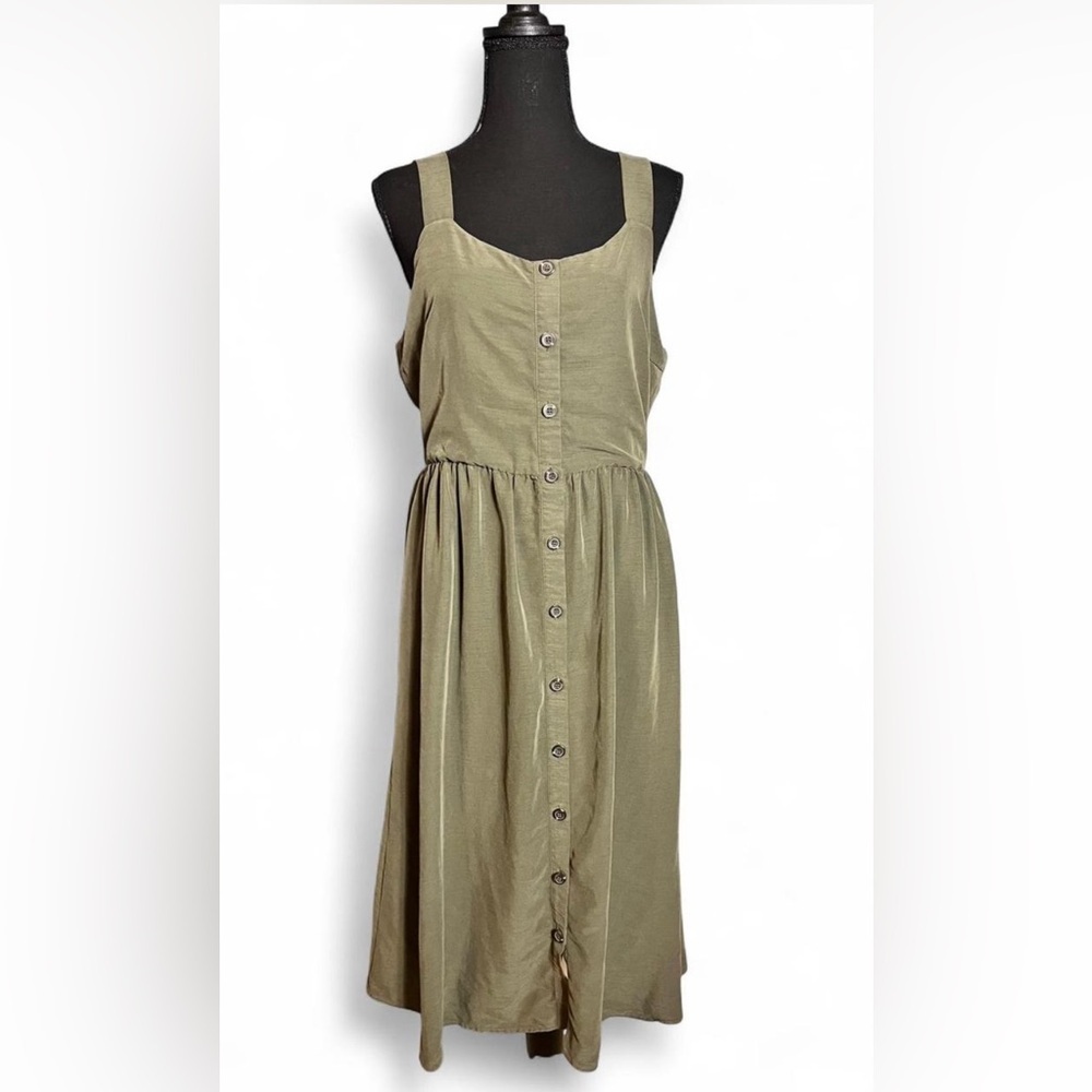 Nicole Miller Sage Green Midi Dress Rayon Cottagecore Size 10